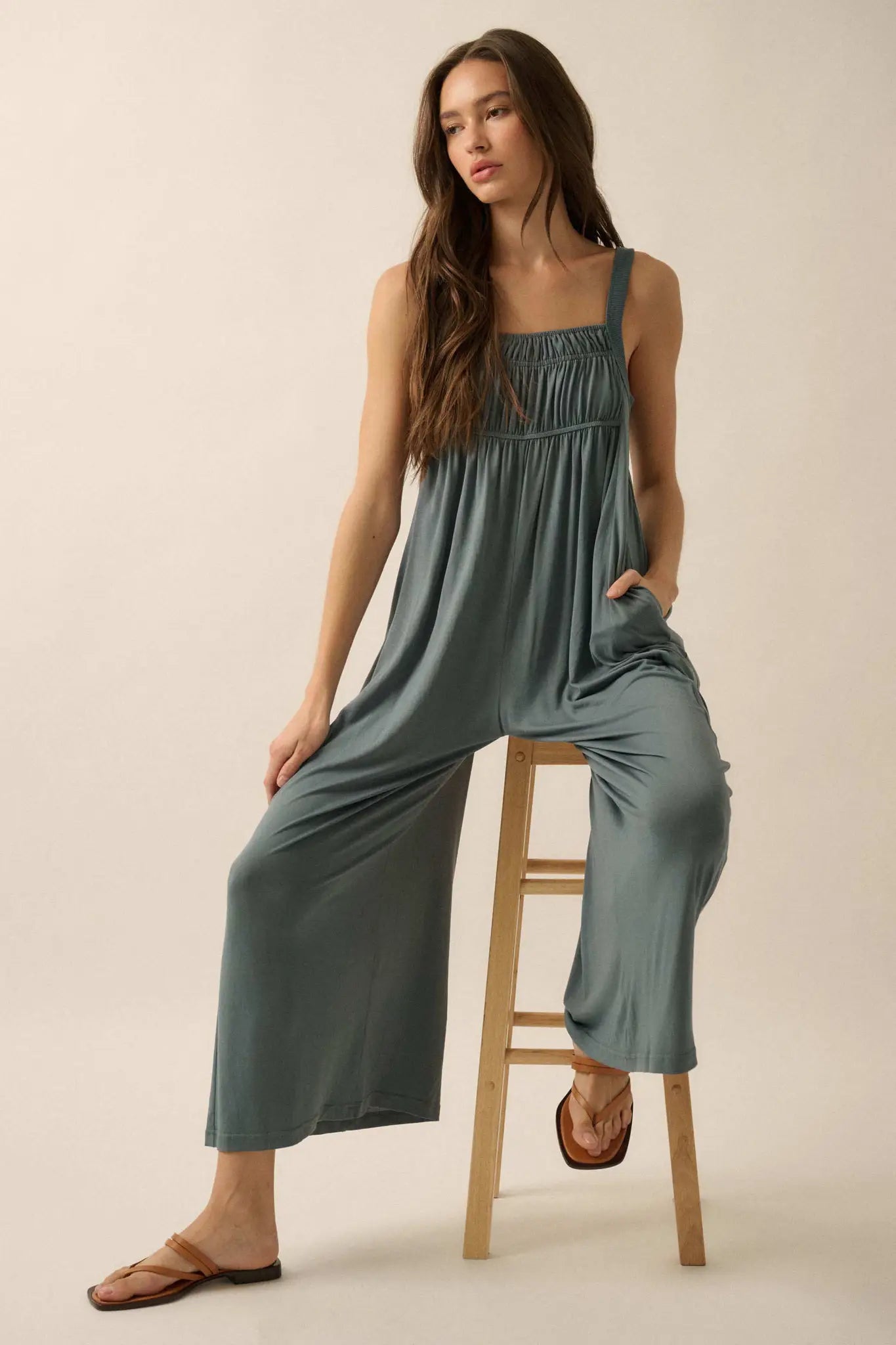 Better Than Ever Gathered Wide-Leg Modal Jumpsuit - ShopPromesa