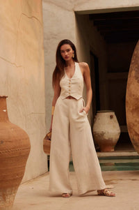 Natural Order Wide-Leg Linen-Blend Vest Jumpsuit - ShopPromesa