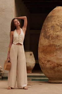 Natural Order Wide-Leg Linen-Blend Vest Jumpsuit - ShopPromesa