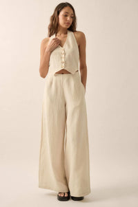 Natural Order Wide-Leg Linen-Blend Vest Jumpsuit - ShopPromesa