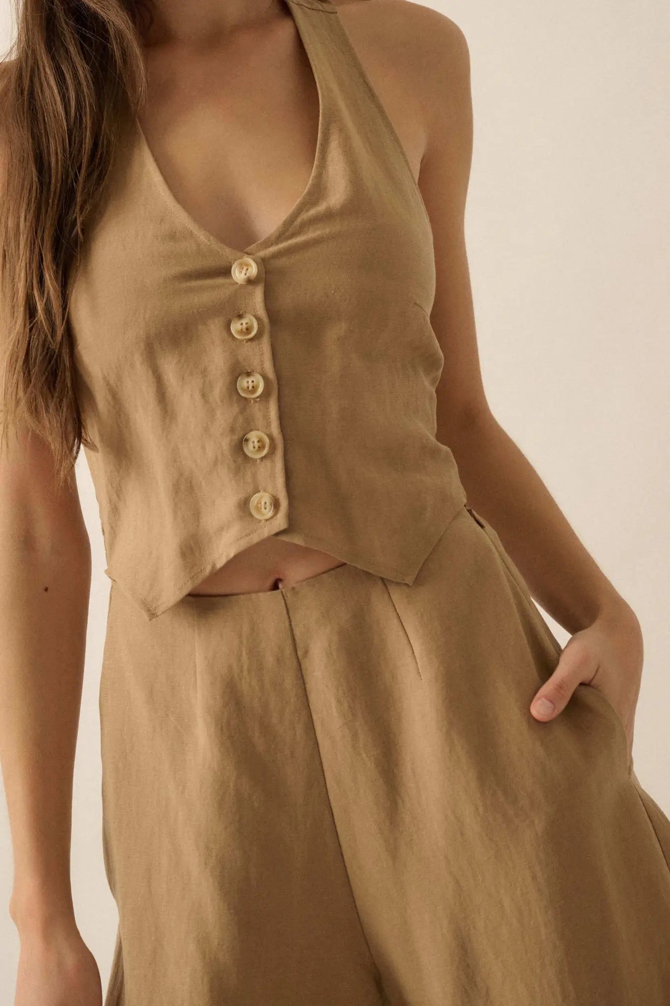 Natural Order Wide-Leg Linen-Blend Vest Jumpsuit - ShopPromesa