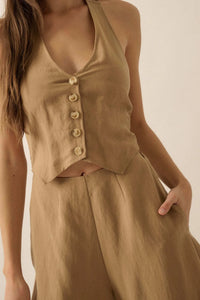 Natural Order Wide-Leg Linen-Blend Vest Jumpsuit - ShopPromesa