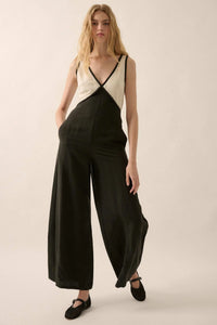 Second Nature Colorblock Linen-Blend Jumpsuit - ShopPromesa