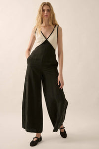 Second Nature Colorblock Linen-Blend Jumpsuit - ShopPromesa
