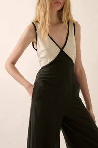 Second Nature Colorblock Linen-Blend Jumpsuit - ShopPromesa