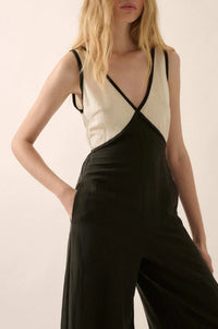 Second Nature Colorblock Linen-Blend Jumpsuit - ShopPromesa