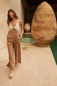Second Nature Colorblock Linen-Blend Jumpsuit - ShopPromesa