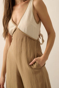 Second Nature Colorblock Linen-Blend Jumpsuit - ShopPromesa