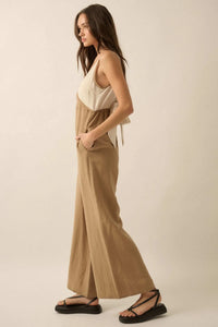 Second Nature Colorblock Linen-Blend Jumpsuit - ShopPromesa