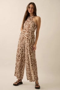 Roaming Soul Abstract Convertible Halter Jumpsuit - ShopPromesa