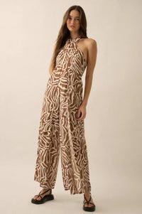 Roaming Soul Abstract Convertible Halter Jumpsuit - ShopPromesa