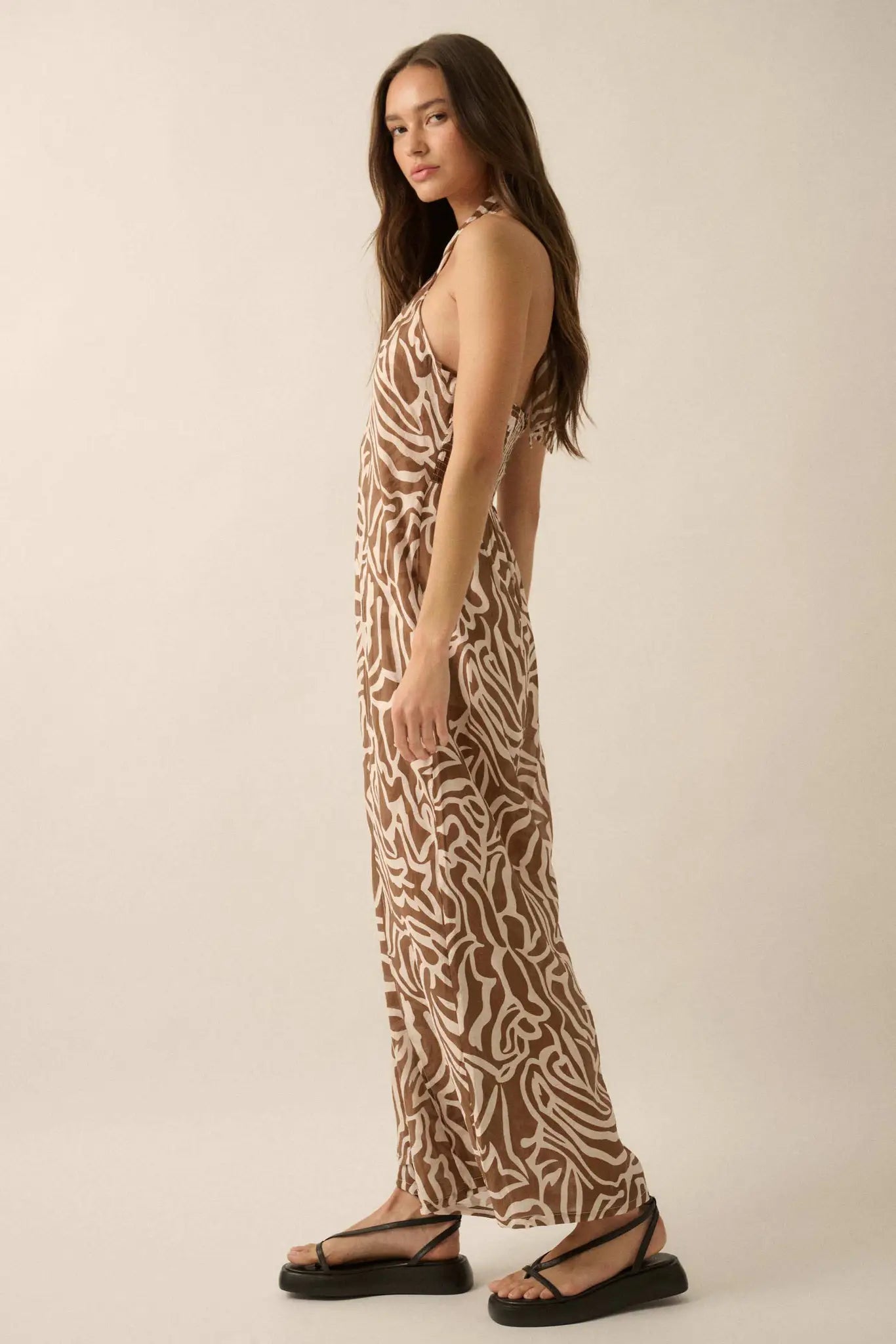 Roaming Soul Abstract Convertible Halter Jumpsuit - ShopPromesa