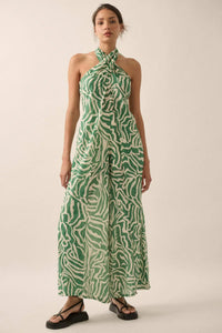 Roaming Soul Abstract Convertible Halter Jumpsuit - ShopPromesa