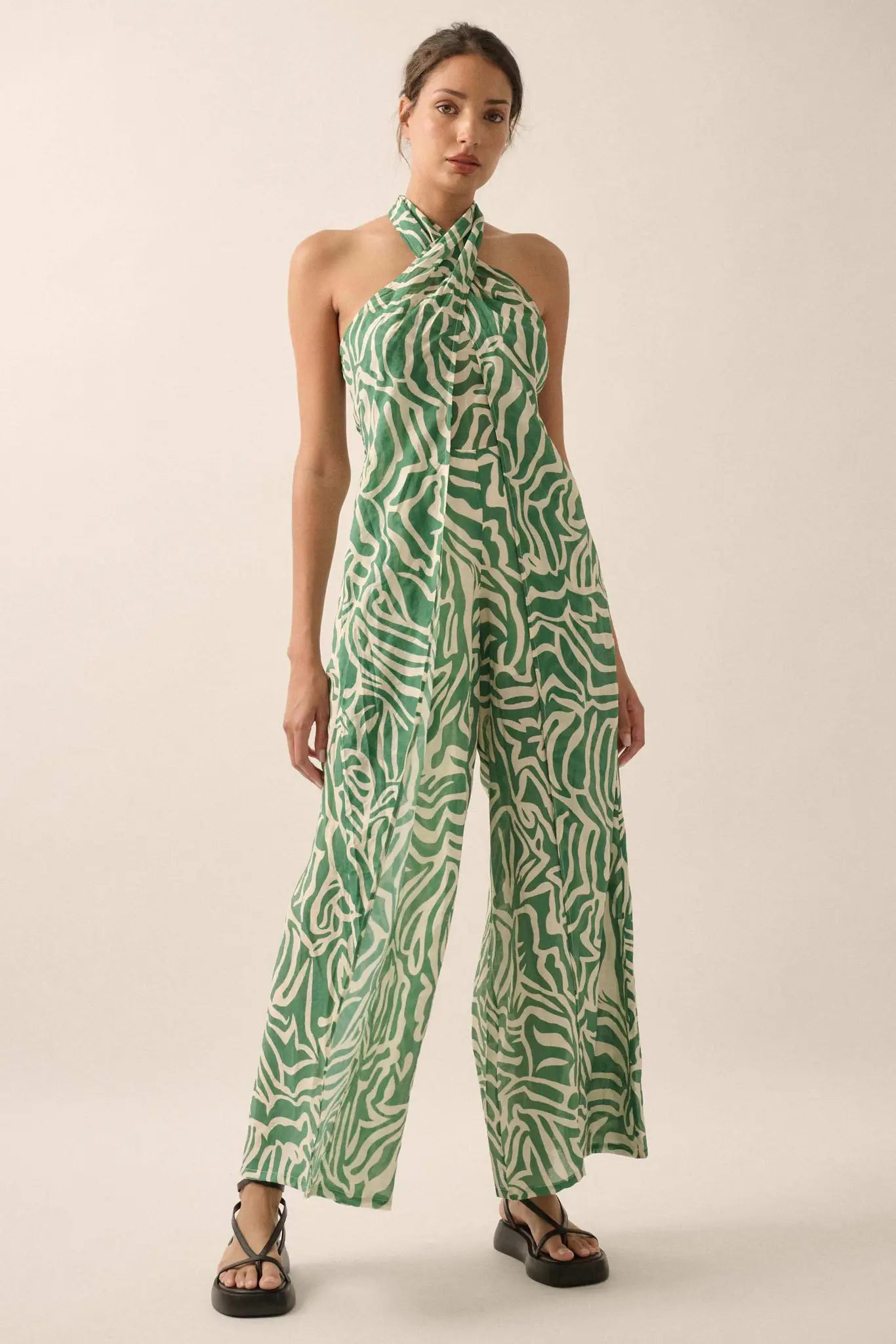 Roaming Soul Abstract Convertible Halter Jumpsuit - ShopPromesa