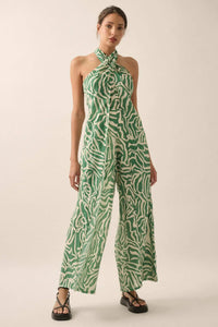 Roaming Soul Abstract Convertible Halter Jumpsuit - ShopPromesa