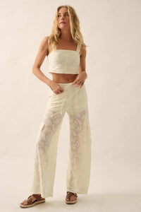 Light as Air Floral Lace Drawstring Cargo Pants - ShopPromesa