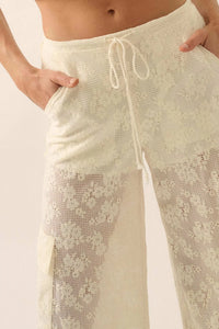 Light as Air Floral Lace Drawstring Cargo Pants - ShopPromesa
