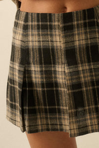 Plaid Mood Pleated Flannel Mini Skort - ShopPromesa