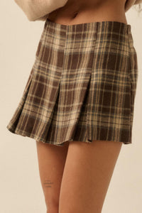 Plaid Mood Pleated Flannel Mini Skort - ShopPromesa
