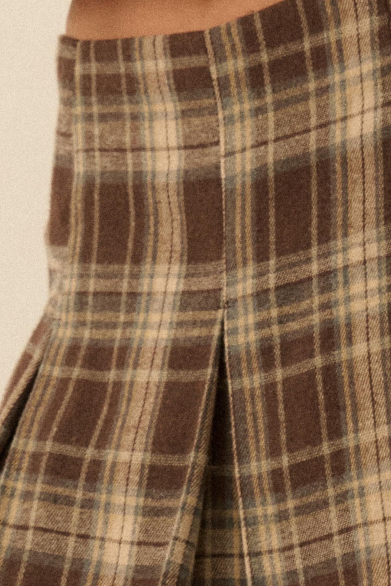 Plaid Mood Pleated Flannel Mini Skort - ShopPromesa