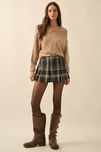 Plaid Mood Pleated Flannel Mini Skort - ShopPromesa