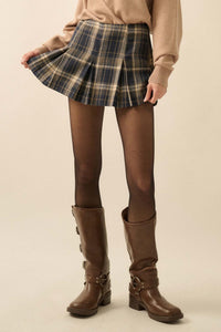 Plaid Mood Pleated Flannel Mini Skort - ShopPromesa