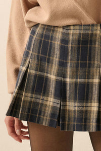 Plaid Mood Pleated Flannel Mini Skort - ShopPromesa