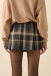 Plaid Mood Pleated Flannel Mini Skort - ShopPromesa