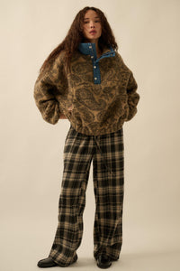 Plaid Influence Wide-Leg Drawstring Flannel Pants - ShopPromesa