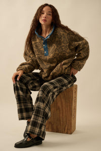 Plaid Influence Wide-Leg Drawstring Flannel Pants - ShopPromesa