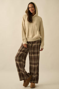 Plaid Influence Wide-Leg Drawstring Flannel Pants - ShopPromesa
