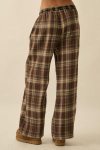 Plaid Influence Wide-Leg Drawstring Flannel Pants - ShopPromesa