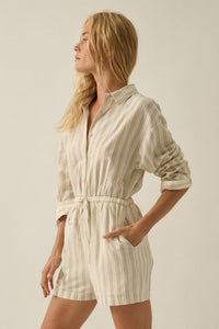 Lake Days Striped Drawstring Shirt Romper - ShopPromesa