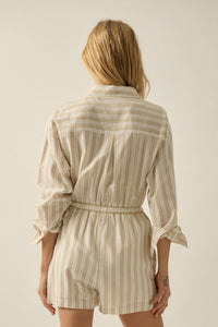Lake Days Striped Drawstring Shirt Romper - ShopPromesa