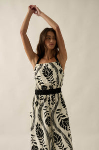 Jungle Queen Tropical-Print Wide-Leg Halter Jumpsuit - ShopPromesa