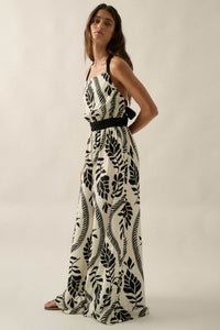Jungle Queen Tropical-Print Wide-Leg Halter Jumpsuit - ShopPromesa