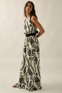 Jungle Queen Tropical-Print Wide-Leg Halter Jumpsuit - ShopPromesa