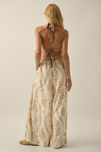 Jungle Queen Tropical-Print Wide-Leg Halter Jumpsuit - ShopPromesa