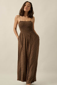 Spot On Polka Dot Smocked Wide-Leg Jumpsuit - ShopPromesa