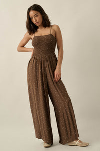 Spot On Polka Dot Smocked Wide-Leg Jumpsuit - ShopPromesa