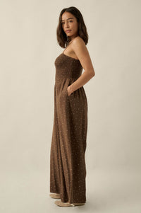 Spot On Polka Dot Smocked Wide-Leg Jumpsuit - ShopPromesa
