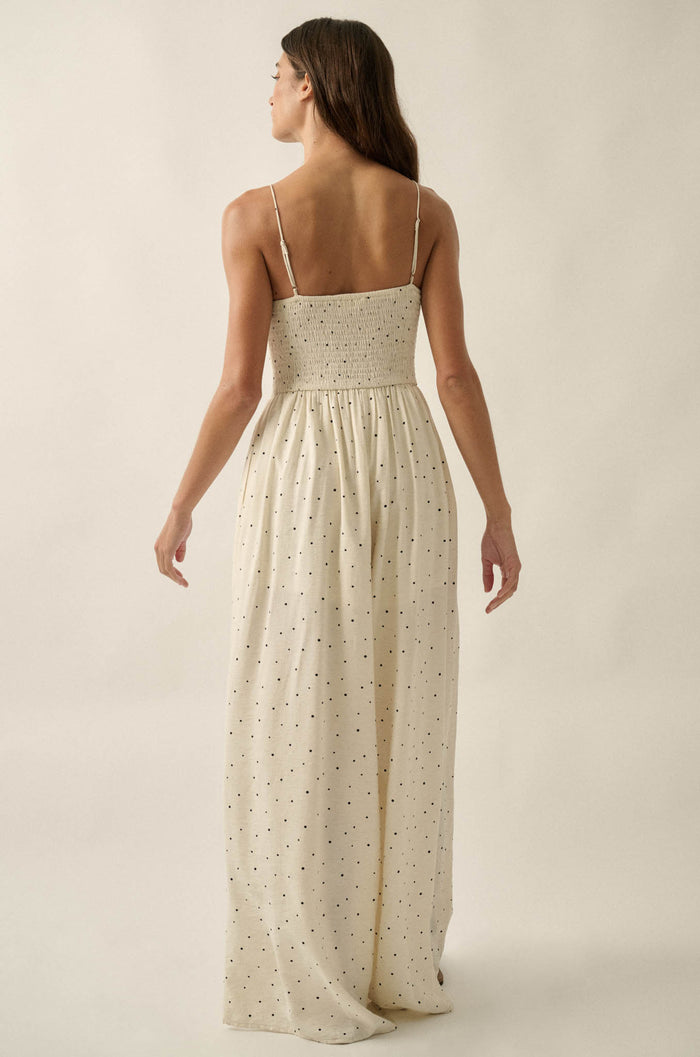 Spot On Polka Dot Smocked Wide-Leg Jumpsuit - ShopPromesa