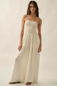 Spot On Polka Dot Smocked Wide-Leg Jumpsuit - ShopPromesa