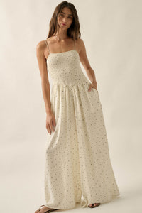 Spot On Polka Dot Smocked Wide-Leg Jumpsuit - ShopPromesa