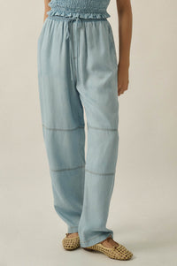 Chasing Clouds Denim Drawstring Barrel Pants - ShopPromesa