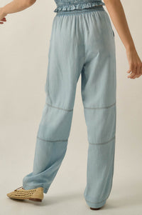 Chasing Clouds Denim Drawstring Barrel Pants - ShopPromesa