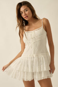 Call Me Darling Floral Lace Ruffle Cami Romper - ShopPromesa