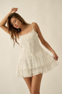Call Me Darling Floral Lace Ruffle Cami Romper - ShopPromesa