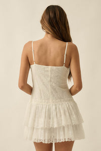 Call Me Darling Floral Lace Ruffle Cami Romper - ShopPromesa