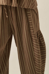 Line in the Sand Striped Cotton Barrel Pants - ShopPromesa